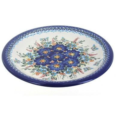 Blue Rose Polish Pottery Garden of Blue Dinner Plate