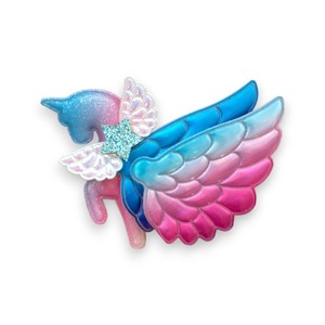Summer Crystal - Winged Ombre Rainbow Unicorn Hair Clip - Random Gradient Colors - 1 Pack - 1 of 4