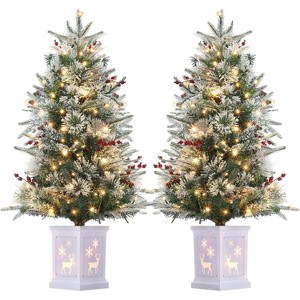 3 Ft Pre-Lit Artificial Christmas Tree with 78 Battery-Powered LED Lights & Illuminated Base, Indoor/Outdoor Holiday Decor for Home Yard Office - 1 of 4