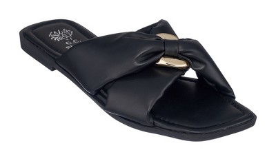 GC Shoes Perri Knotted Cross Strap Squared Toe Slide Flat Sandals