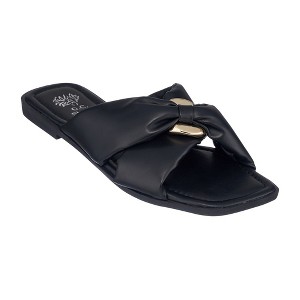 GC Shoes Perri Knotted Cross Strap Squared Toe Slide Flat Sandals - 1 of 4
