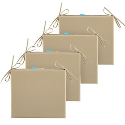 ARTPLAN Outdoor Chair Cushions for Patio Furniture, Waterproof Outdoor Cushions, Round Corner Patio Chair Cushions Set of 4 with Ties,16"x18.5"x3"