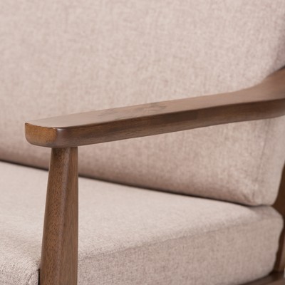 Venza Light Brown Faux Leather Walnut Lounge Chair