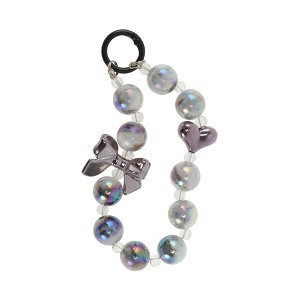 Unique Bargains Bow Heart Phone Charm Black Silver Tone 1 Pc - 1 of 4