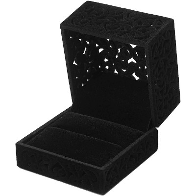 Wedding Velvet Ring Box (6x6x4.5 in, Black)