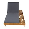 Christopher Knight Home Dara Outdoor Acacia Wood Adjustable Chaise Lounge with Cushion and Flat Storage Surface - 4 of 4
