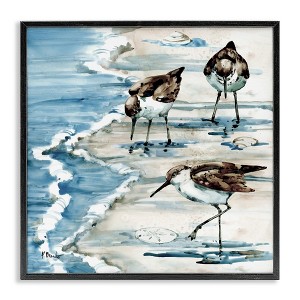 Stupell Industries Rockhampton Sandpipers Beach Grazing Framed Giclee Art, Black, 24" x 24" - 1 of 4