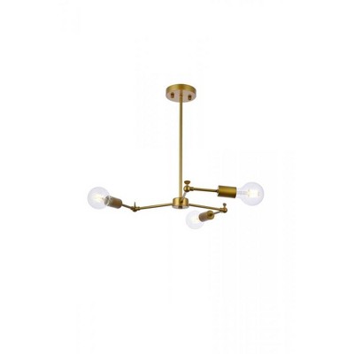 Elegant Lighting Furlong 3 lights brass pendant
