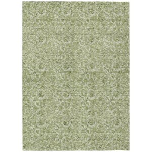Green Blue And Ivory Floral Washable Indoor Outdoor Area Rug - 1 of 4