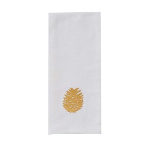 Patricia Heaton Home Gold Embroidered Pinecone Dishtowel Set of 2 - 1 of 3