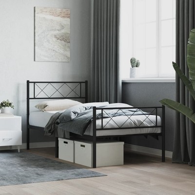 vidaXL Metal Bed Frame with Headboard and Footboard Black 39.4 in.x74.8 in. Twin