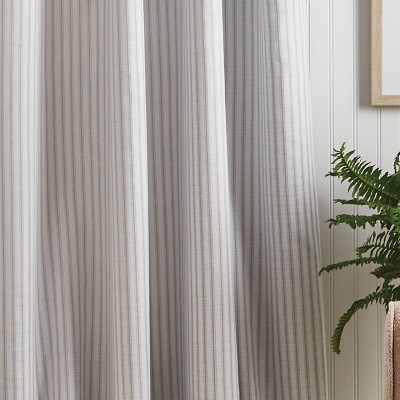Gray Striped Cotton Blend Blackout Curtain Panels, 95" Length