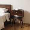 HomeRoots 22" Walnut Solid Wood Square One Drawer Nightstand - 2 of 4
