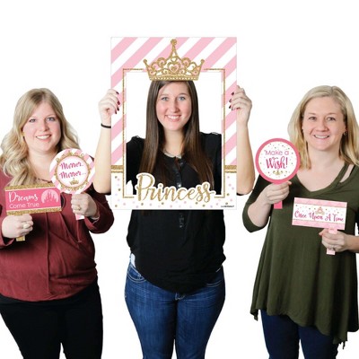 Big Dot of Happiness Little Princess Crown - Baby Shower or Birthday Party Selfie Photo Booth Picture Frame & Props - Printed on Sturdy Material