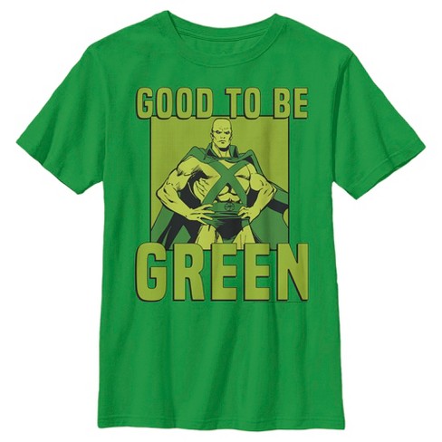 Boy s Justice League St. Patrick s Day Martian Manhunter Good to be Green T Shirt Kelly Green X Small
