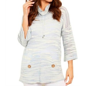 Women's Pocket Cowl Neck 3/4 Sleeve Tunic - ANGEL - 1 of 2
