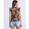 Allegra K Women's Tropical Floral Printed Square Neck Ruffle Sleeve Tank Top - 4 of 4