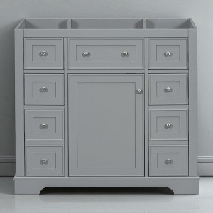 36" Bathroom Vanity Base Only, Freestanding Cabinet with 1 Door and 6 Drawers, Adjustable Shelf, Sink Not Included - 1 of 4