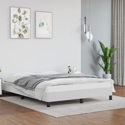 vidaXL Bed Frame White 53.9 in.x74.8 in. Full Faux Leather