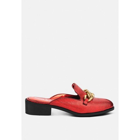 Женские сабо Rag & Co Womens Aksa Chain Embellished Metallic Leather Mules 7