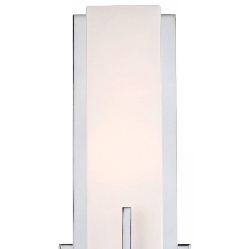 Possini Euro Design Midtown Modern Wall Light Sconce Chrome Hardwire 4 1/2" Fixture Rectangular White Glass for Bedroom Bathroom Vanity Reading House, 3 of 10