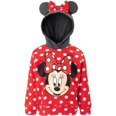 Mickey Mouse & Friends Minnie Mouse Little Girls Fleece Pullover Hoodie Red  6-6X