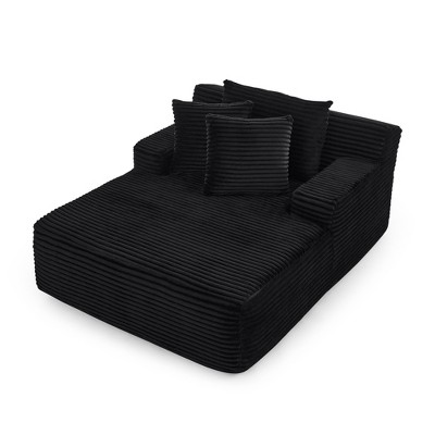 Dexmalle Modern Black Velvet Soft Fluffy Lazy Sofa Bed