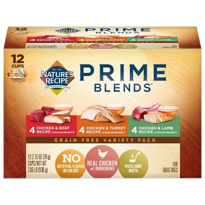 Nature's Recipe Prime Blends Grain Free Chicken, Turkey & Lamb Wet Dog Food - 2.75oz/12ct Variety Pack