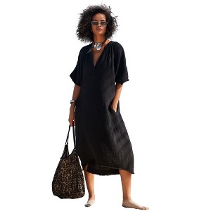 Swimsuits for All Women's Plus Size Gauze High-Low Sun Dress Cover Up - 1 of 4