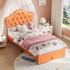 Twin Size Bed Frame with LED Lights, Upholstered Platform Bed with Storage Drawer, Crystal Tufted Headboard for Kids, Teens, Noise-Free Slats - 2 of 4