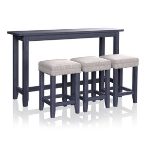 4pc Rockland Counter Height Dining Set Antique Blue - HOMES: Inside + Out: USB Port, Padded Stools, Trestle Base - 1 of 3