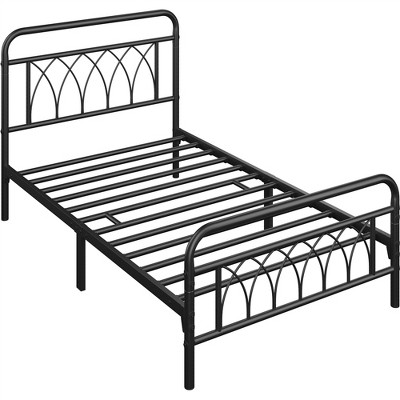 Yaheetech Metal Platform Bed Frame With Petal Accented Headboard And ...