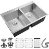 Coucheta Drop In Double Bowl Kitchen Sink,16 Gauge Stainless Steel with Noise Proof Pad, Dish Drying Grid, Roll-Up - 4 of 4