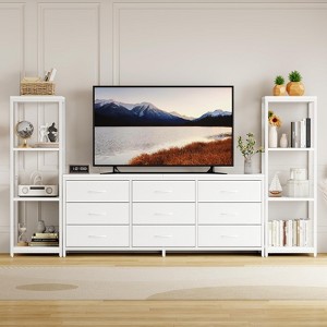 89" TV Stand with 9 Fabric Drawers and 4-Tier Shelves, Modern Entertainment Center for 75" TVs - 1 of 4
