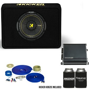 Kicker 10 Inch Comp Truck Bass Package 44TCWC102 with CXA4001 and amp wire kit - 1 of 4