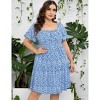 Plus Size Sundress with Short Sleeve Square Neck Ruffled Dress Smokced Wasit Tiered Dress Plus Size Peasant Dress Floral Prairie Dress - 4 of 4