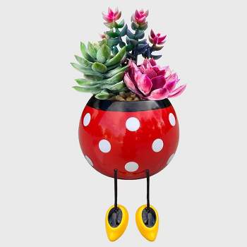Disney Mickey Mouse & Friends Minnie Mouse with Dangling Feet Ceramic Indoor Outdoor Planter Pot Multicolor 5.63"x5.63x4.53"