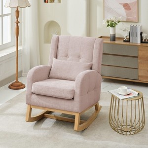 Hyleory Chenille Rocking Chair, Upholstered Rocking Chair,Modern Accent Chair with High Back Comfy Armchair for Living Room Bedroom - 1 of 4