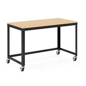 48" Wide Mobile Metal Desk for Home Office with Maple Top - Space Solutions - 1 of 4