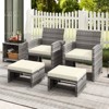 Tangkula 2 Pieces Patio PE Rattan Ottomans with Soft Zippered Cushions for Deck Frame - 4 of 4