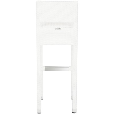 Landry White Wicker 38" Transitional Indoor/Outdoor Bar Stool