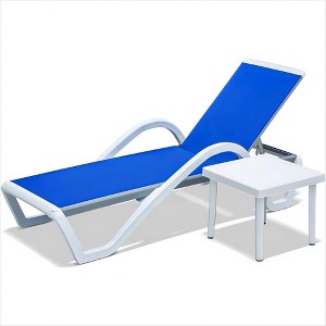 SKRAN Adjustable Aluminum Outdoor Pool Patio Chaise Lounge with Arm All Weather Pool Chairs for Outside,Beach - 1 of 4