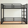 Full XL Over Full XL Metal Bunk Bed Frame with Guardrails, Low-Floor Design, Noise-Reduced Heavy-Duty Frame ,kids bed - 4 of 4