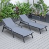 LeisureMod Marlin Patio Chaise Lounge Chair With Armrests in Black Aluminum Frame Set of 2 - 2 of 4