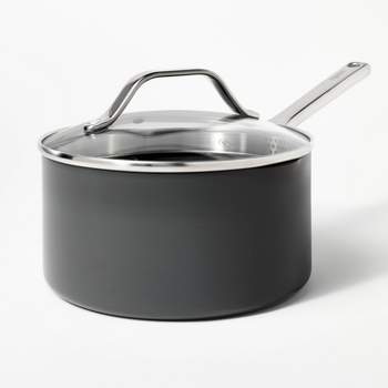 Oster Clairborne 1.5 qt. Aluminum Nonstick Sauce Pan in Charcoal Grey with  Glass Lid 985105883M - The Home Depot