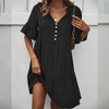 Women Flowy Midi Dress V Neck Flowy Summer Dress with Flutter Sleeves Sundress Flounce Tiered Solid Summer Midi Peasant Dress - 4 of 4