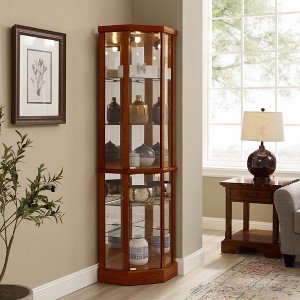Okak Corner Cabinet with 6 Adjustable Tempered Glass Shelves and Mirror Back, Display Cabinet for Living Room, Small Spaces - 1 of 4
