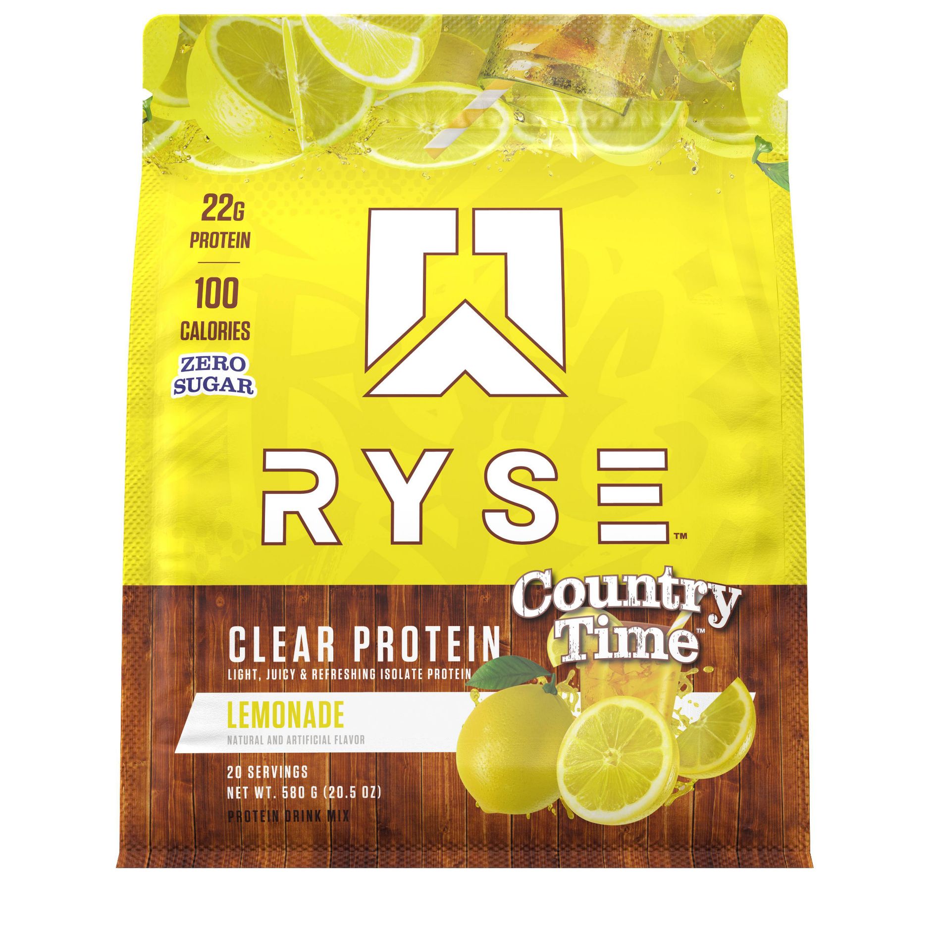 RYSE Clear Protein Country Time Protein Powder - Lemonade - Whey - 22g Protein - 20 Servings