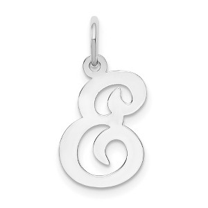 Black Bow Jewelry 14k White Gold, Sophia Collection, Small Script Initial E Pendant - 1 of 4