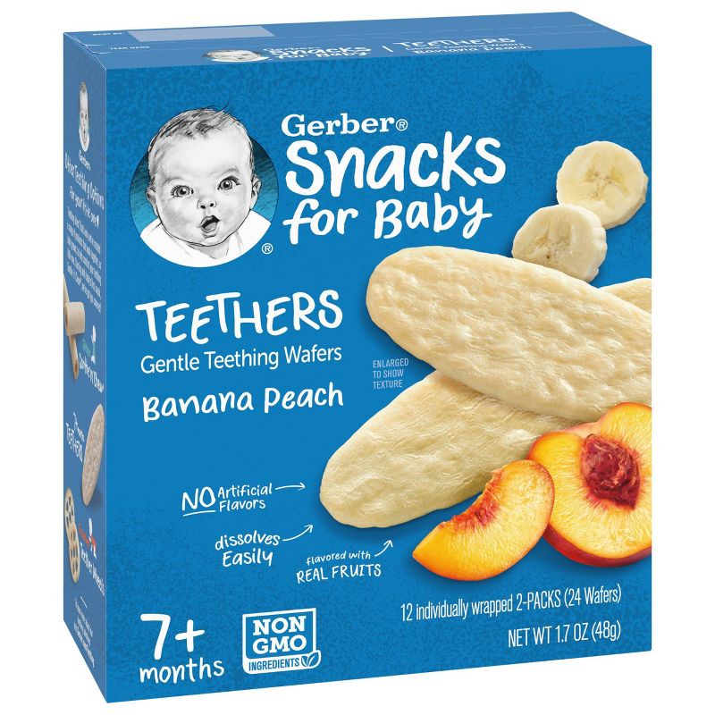 Gerber Teethers Banana Peach Baby Snacks - 12ct/1.7oz Total, 3 of 10